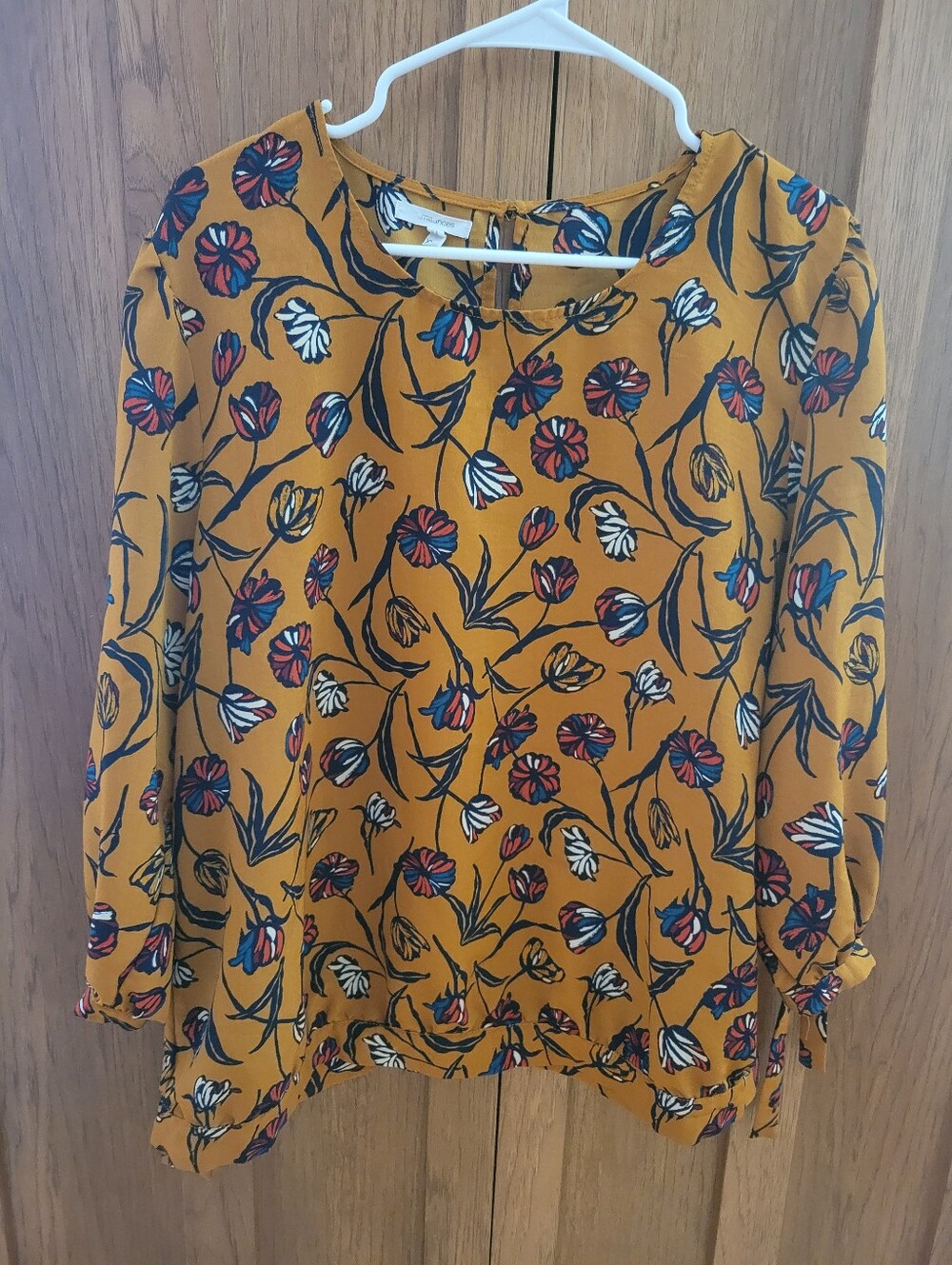 Maurices Floral Tie Cuff Blouse XXL - Picture 3 of 12